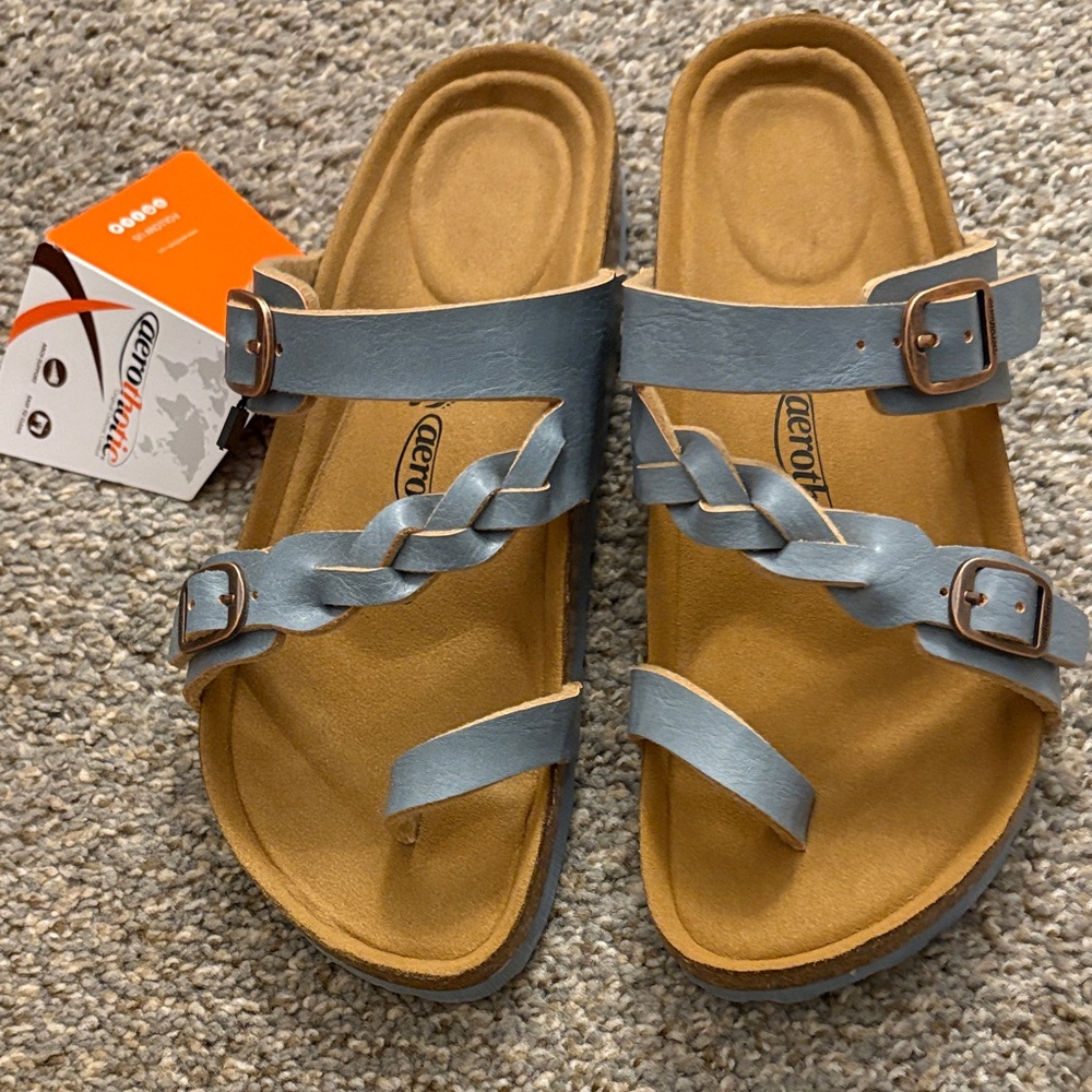 Corkys Light Blue Braided Slide Sandals